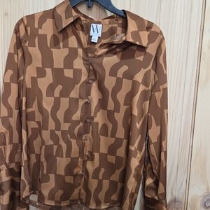 Worthington Tan Patterned Blouse